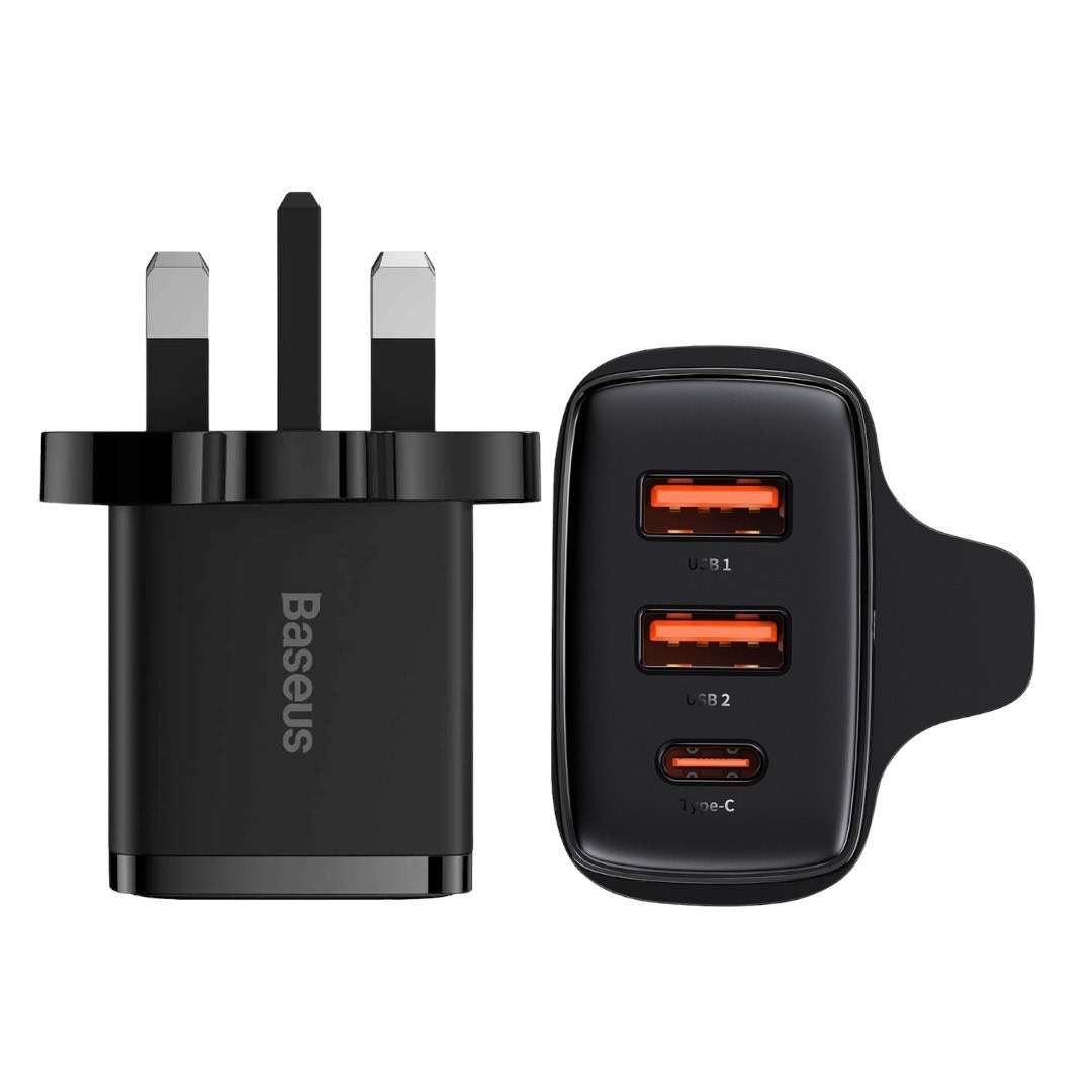 Baseus 30W 2U C Compact Fast Charger UK Black CCXJ030101 Forttune 